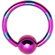14 Gauge Purple Blue Striped Titanium Captive Ring