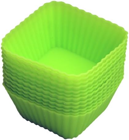 12 Green Silicone Baking Cups For Baking Cupcakes, Muffins, Mini Cakes Set by Dalysfort Stores Easy To Clean