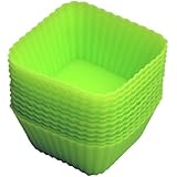 12 Green Silicone Baking Cups For Baking Cupcakes, Muffins, Mini Cakes Set by Dalysfort Stores Easy To Clean