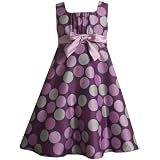 Bonnie Jean LITTLE GIRLS 4-6X PURPLE DOT PRINT BOW FRONT SHANTUNG Special Occasion Wedding Flower Girl Easter Party Dress