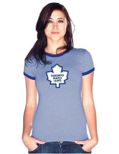 Majestic Threads NHL Toronto Maple Leafs Ringer Tee,Royal Blue,Medium