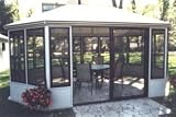 Gazalum 12 x 18 Single Door Glass Window Gazebo-Brown