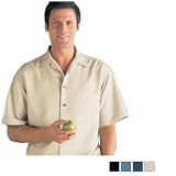Bill Blass 60 40 Sanded Twill Short Sleeve Camp Shirt - (7952) at Bill Blass