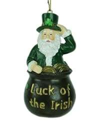 3.5" Luck of the Irish Santa Claus in a Pot of Gold Christmas Ornament