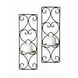 Anchor Home Collection Set of 2 Black Metal Wall Sconces by Anchor Hocking