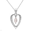 Heart Necklace With Genuine Clean Diamonds Beautifully Designed in 14K White Gold Length 18in