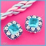 14K Blue Topaz, Sapphire & Diamond Earrings