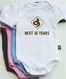 NEXT 18 YEARS long sleeve baby bodysuit / onesie - white, pink, blue or chocolate brown
