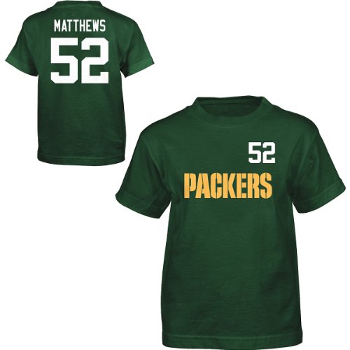Reebok Green Bay Packers Clay Matthews Youth Name & Number T-Shirt Large