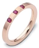 2.5mm stackable pink gold gemstone wedding band ring ( 0.18cts ruby 14K Gold)