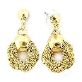 Fashion Jewelry - Gold Plated Dangling Mesh Earrings by 