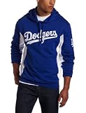 MLB Men's Los Angeles Dodgers Captain Hooded Fleece Pullover (Deep Royal/White, X-Large)