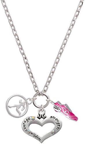 Believe Faith Prayer Heart - Runner Disc and Hot Pink Running Shoe Zoe Necklace