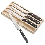 Calphalon Traditional 4-Piece Forged Steak Knife Set with Wooden Storage Tray by Calphalon