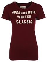 Abercrombie & Fitch Womens T-Shirt Crew Neck Burgundy Winter Classic