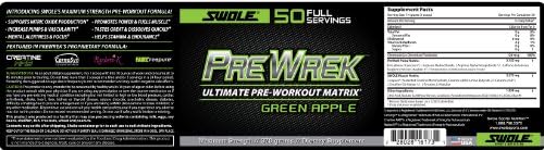 Swole Sports Nutrition Prewrek Pre-Workout Supplement, Green Apple, 370 Gram