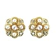 Four Petal Cross-stitch Natural Seed Pearl 18k Yellow Gold Overlay Sterling Silver Stud Earrings - Dahlia Vintage Collection