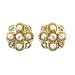 Four Petal Cross-stitch Natural Seed Pearl Stud Earrings in 18k Yellow Gold Overlay Sterling Silver - by Dahlia Vintage Jewelry Collection