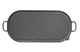 Large oval cast iron grill with handles [Matfer Bourgeat]