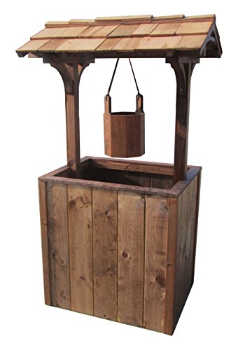 SamsGazebos Wishing Well Style Wood Planter, 4-1/2 Feet Tall, Treated, Made in USA