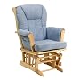 Stork Craft Sleigh Gilder in Natural With Blue Cushion