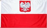 Poland National Country Flag - 3 foot by 5 foot Polyester (New) - Old Style with Eagle