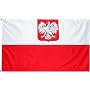 Poland National Country Flag - 3 foot by 5 foot Polyester (New) - Old Style with Eagle