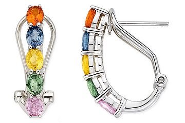 2 3/4 Carat Multi-Colored Sapphire 14K White Gold Earrings