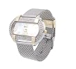 Geneva Platinum Chain Mesh Fashion Two-Tone Watch��with CZ Accents