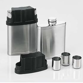 Stainless Steel 7oz Hip Flask with 3 Tot Cups in Lid