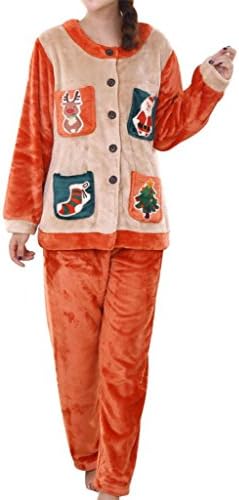 VENTELAN Couples Lovers Long Sleeve Round Neck Appliques Cute Pajamas Set