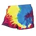 Rainbow Tie Dye Colorful novelty print sport shorts for women and girls. Covered elastic waist & vents.