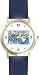 Angel with Bugle - Cherub, Angel or Cupid Theme - WATCHBUDDY&reg; DELUXE TWO-TONE THEME WATCH - Arabic Numbers - Blue Leather Strap-Size-Large ( Men's Size or Jumbo Women's Size )
