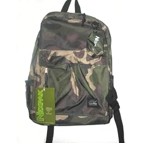 Backpak Camo Nexpak Bag with Space for Water Bottle and Coin Purse