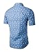 uxcell Men's Shirt Casual Slim Fit Short Sleeve Button Down Printed Shirts Blue 42