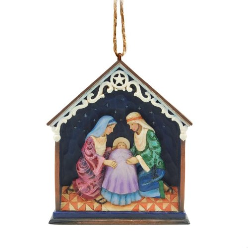 Enesco Jim Shore Heartwood Creek Holy Family Stable Ornament, 3-3/4-Inch