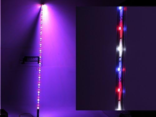 Permitop 6 feet Led Whip Combo (Red +White +Blue) &amp; Safety Flag Quick Release ATV UTV LED (6'' RED WHITE BULE)
