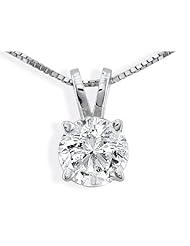 1 Carat Diamond Solitaire Pendant 14K White Gold