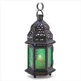 Green Glass Moroccan Candle Holder Hanging Lantern