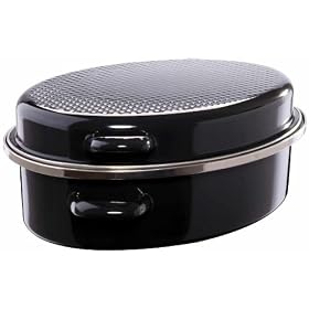 Oval Roasting Pan With Lid, Stainless Steel, Non Toxic Enamel Coated, 38cm/ 5.6L, Induction Roaster