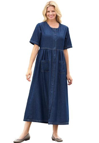 denim dress plus size empire waist Plus Size Denim Mini Dress main image 1