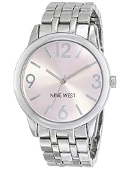 Nine West Womens NW/1579PKSB Light Pink Dial Silver-Tone Bracelet Watch