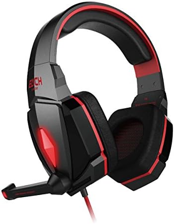 VersionTech Comfortable 3.5mm Stereo Gaming LED Lighting Over-Ear Headphone Headset Headband with Mic Volume Control for PC Computer Game With Noise Canelling Red