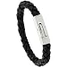 8 1/2 inch Stainless Steel and Braided Leather Bracelet, 7/16