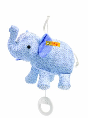 Steiff SteiffLS Little Circus Elephant Music Box, Light Blue Soft Plush Baby