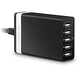 Inateck 40W 5-Port High Speed Desktop USB Charger with Smart Charging technology for iPhone 6S/ 6 iPad Pro/ Air/ Mini, Samsung Galaxy S6 / S6 Edge, Nexus, HTC M9, Nokia and More (Black)