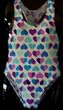 Girls 1 PC T-Back Turq/Magenta Hearts
