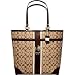 Coach Heritage Stripe Large Tote in Khaki/Mahogany 12354