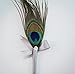 Boutonniere - Peacock Feather Boutonniere - Gray Ribbon Rhienstone