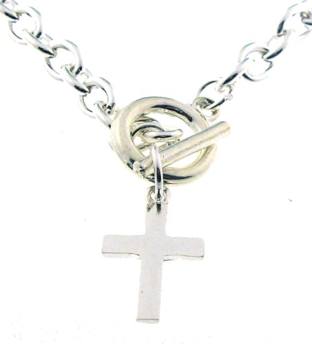Click here to buy Fiorentino Silver Cross Charm Toggle Necklace.